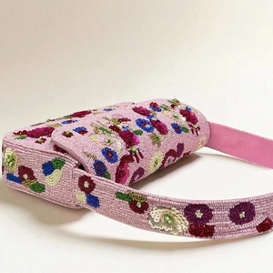 กระเป๋าคลัทช์ประดับลูกปัดลายดอกไม้ทำมือ MULTI CRAFT - กระเป๋าออกงานแต่งงานสีชมพูสุดหรู ปรับแต่งสี/ขนาด/ดีไซน์ได้ - Product Image 1