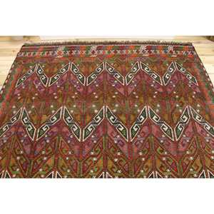 Tapis turc, tapis vintage 6,3x9,6 pieds, tapis en laine camouflage rouge et vert - Product Image 3