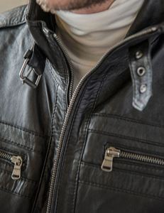 Chaqueta de cuero de piel de vaca para hombre, abrigo Bomber de invierno con cuello bloqueador de viento extraíble, regalo de aniversario - Product Image 4