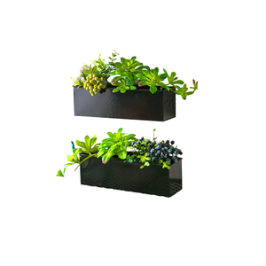 Maceta de planta de pared Rectangular de hoja de Metal con capa de polvo marrón acabado colgante de pared flor arte de pared para Decoración - Product Image 3