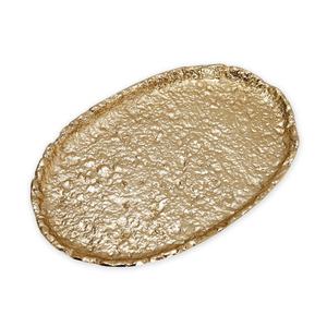 Design brillant en aluminium métal forme ovale fini or plateau de service Style fantaisie luxe fait à la main vente chaude excellente qualité - Product Image 1