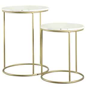 High Quality Iron Round <b>Table</b> Top <b>Side</b> <b>Table</b> <b>Set</b> Gold Adjustable Various Sizes Modern Design for Living Room Wholesale Prices - Product Image 4