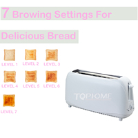 Pemanggang Roti Listrik Otomatis Tophome Long Slot 2-Slice dengan Timer Mekanis, Casing Plastik, Multifungsi, Serbaguna untuk Rumah Tangga