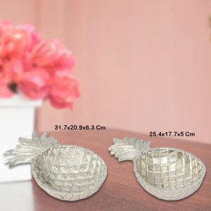 Cuenco de aluminio con forma de piña plateada moderna hecha a mano, centro de mesa de moda para decoración del hogar, plato de Metal hecho a mano - Product Image 2