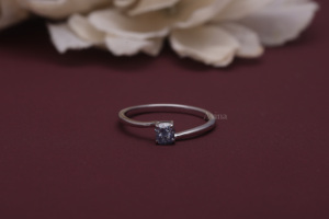 Bague de fiançailles solitaire en diamant bleu taille coussin certifié IGI, cultivé en laboratoire, en or blanc/rose et jaune 9K, bague de mariée minimaliste - Product Image 2
