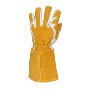 Guantes de cuero dividido de piel de vaca ignífugos de alta resistencia Reforzado Grano de cabra Soldadura Tig Equipo de seguridad para barbacoa de lucha contra incendios - Product Image 3
