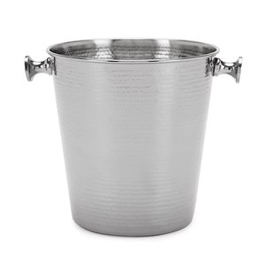 Bulk Silver Hammered Stainless Steel Ice Bucket Wholesale Double-Walled Insulated Wine & Champagne <b>Cooler</b> for Hotels and Events - Product Image 4