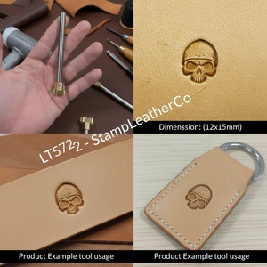 LT572 <b>Leather</b> <b>Stamp</b> Skull Viking Helmet Design 12x15mm (7/15\" X 7/12\") for Crafts - Product Image 1