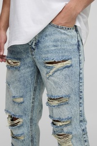 High Quality Custom Washed Denim Jeans for Men's Casual Baggy distressed Jean Classic Fit Hip Hop Vintage denim Trousers for man - Product Image 6