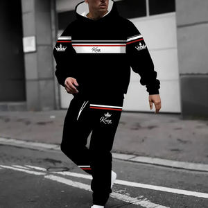 Mens Two Piece Hooded Sweatshirt Suit OEM Supplier <b>Knitted</b> Breathable Tracksuit Custom Logo Casual Fitness Streetwear <b>Set</b> - Product Image 1