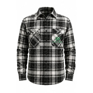 เสื้อเชิ้ตทำงานแขนยาวลายสก็อตสีดำขาวแบบยูนิเซ็กซ์ ป้องกันไฟฟ้าสถิตย์ มองเห็นได้ชัดเจน ผ้าฝ้ายใส่สบาย พิมพ์โลโก้ด้านหน้า - Product Image 2