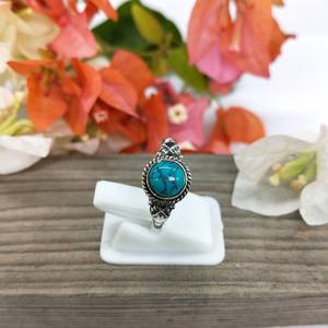 Boho <b>Turquoise</b> Stone <b>Ring</b> Sterling Silver Statement Jewelry - Product Image 3