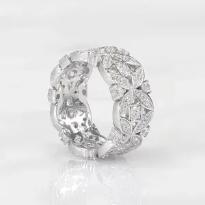 Bague en argent 925 avec diamant moissanite rond, plaqué or jaune 14 carats, or blanc et or rose - Product Image 5