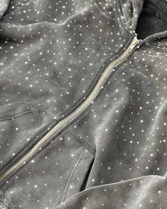 Sudadera con Capucha y Cremallera Personalizada OEM, Estilo Urbano, Lavado Ácido Funcional, Sudadera con Capucha de Felpa Francesa para Hombre, con Pedrería, 2025 - Product Image 5