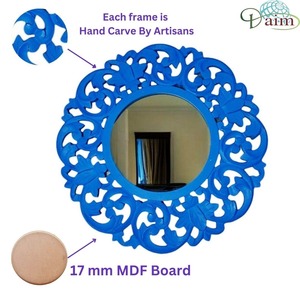 Marco de madera maciza redondo de Estilo Vintage Espejo de baño inteligente equipado con luz Espejo de baño montado en la pared - Product Image 3