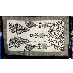 Tapiz de Algodón con Estampado de Atrapasueños sobre Base Negra para Decoración de Dormitorio, para Exportación al Mejor Precio GC-TP-146 - Product Image 1