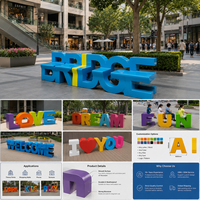 Banc en fibre de verre personnalisé en forme de lettre d'alphabet, mobilier urbain extérieur pour parcs à thème, centres commerciaux et décoration de places publiques