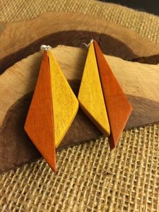 FASHION Gold Foil <b>Black</b> White Resin <b>Heart</b> Shape Earrings Square Round Geometric Wooden Resin Drop Earrings - Product Image 3