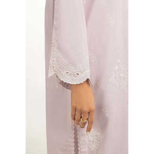 ชุดกางเกงและเสื้อเชิ้ตผ้าแคมบริคสีม่วงอ่อนปักลาย 2 ชิ้น สำหรับใส่ทำงาน ไซส์ XS ถึง 5XL ทันสมัยสำหรับฤดูใบไม้ผลิ/ฤดูร้อน - Product Image 1