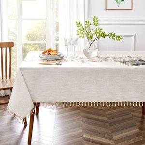 Embroidered Tablecloth for Dining <b>Table</b>,Dust Proof Spillproof Soil Resistant Cotton Linen Rectangle <b>Table</b> <b>Cloths</b> OEM - Product Image 2