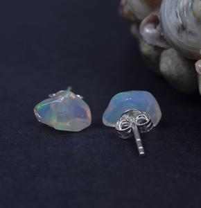 Rough Ethiopian <b>Opal</b> 925 Sterling Silver Gemstone 1 Pair <b>Stud</b> <b>Earring</b> Natural Stone Elegant <b>Stud</b> Gift For Christmas - Product Image 1