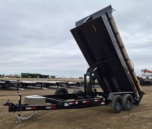 Remorque à benne basculante robuste pour travaux agricoles avec rampes, remorque utilitaire à double essieu pour la construction et l'agriculture - Product Image 1