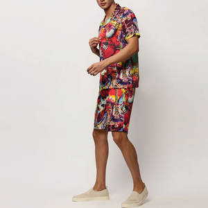 Affordable Price Stand Collar Shirt & Elastic Waist <b>Shorts</b> <b>Set</b> Cotton Material Best Selling Men Digital Printed <b>Shorts</b> <b>Set</b> - Product Image 2