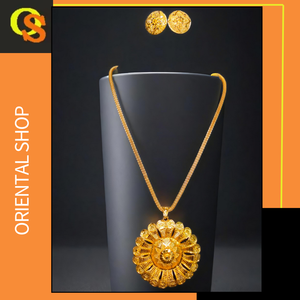 Ensemble de boucles d'oreilles collier le plus récent avec boucles d'oreilles collier de style traditionnel plaqué or 22 carats à vendre par les exportateurs - Product Image 2