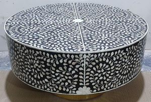 Incrustaciones de hueso artesanía contemporánea tradición personalizada y Floral Mesita de noche Gabinete Incrustaciones de hueso Sala de estar DE LA India - Product Image 5