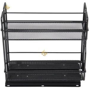 Porte-épices de cuisine en fer solide avec revêtement en poudre noire Meilleure vente Porte-épices de comptoir classique de grande taille à 2 niveaux de qualité supérieure - Product Image 3