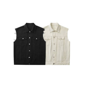 เสื้อกั๊กผ้าเดนิมคอตตอนสลิมฟิตสำหรับบุรุษฤดูใบไม้ผลิ2025แจ็กเก็ตแขนกุดทรงสลิมฟิตแฟชั่น Moto เสื้อโค้ทลำลองแจ๊กเก็ต OEM - Product Image 6