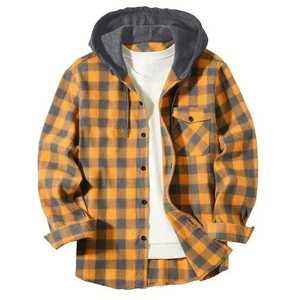 T-shirt en flanelle surdimensionné de qualité supérieure Chemise à capuche à carreaux Streetwear décontracté à manches longues Logo personnalisé Fournisseur en gros - Product Image 5