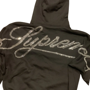 Noir strass tourbillon manches à capuche unisexe surdimensionné Streetwear pull coton lourd Hip Hop mode hiver sweat à capuche - Product Image 6