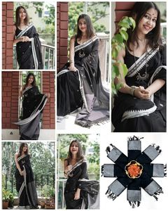 Elegante suave Lichi seda Georgette Saree con hilo trabajo Jacquard diseño indio tradicional étnico boda fiesta desgaste toda la temporada - Product Image 6