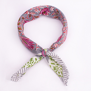 Foulard carré multifonctionnel en coton imprimé floral, respirant, écologique, lavable, pour la tête, les sports de plein air et les voyages - Product Image 5