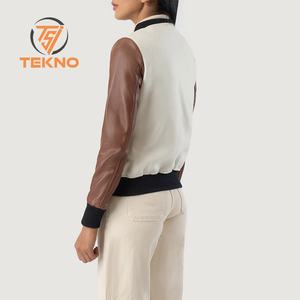 Chaquetas universitarias de primera calidad para mujer, chaquetas con letras bordadas personalizadas para mujer, perfectas para deportes universitarios y de equipo, servicio OEM - Product Image 3