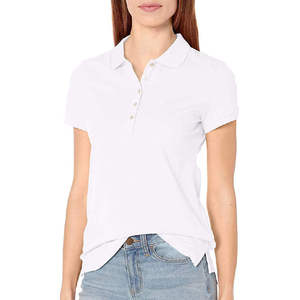 Custom Logo Women Short Sleeve Polo Shirt Cotton Pique Slim Fit Casual Golf Sport T-Shirt Summer Solid Breathable Lapel Tops - Product Image 1