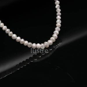 Excellente perle de diamant blanc naturel de qualité AAA+ de 3 mm, 100 % facettée, en forme de rondelle, pour colliers de diamants - Product Image 2