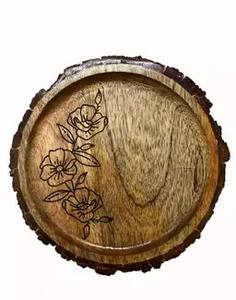 Juego más vendido de 4 posavasos de corteza de madera para bebidas frías y calientes, decoración de boda rústica y regalo de proveedor indio - Product Image 5