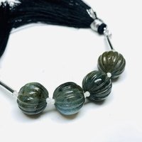 Perles de labradorite de feu sculptées en forme de melon, 12 mm, noires, en fil, certifiées par un tiers, vente en gros