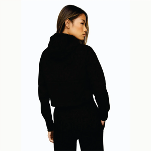 Wholesale Custom Made Women's Sky Script Cropped <b>Hoodie</b> 45% Cotton 55% Polyester <b>3D</b> Fleece Lining Blackout Puff Sweatshirt - Product Image 2