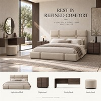 Ensemble de meubles modernes crème sur mesure pour toute la maison : canapé de salon, table à manger, chaises et lit rembourré