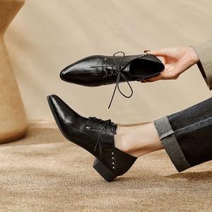 Escarpins en cuir à bout pointu pour femmes, chaussures habillées à talons hauts, mocassins classiques en cuir pour le bureau et les occasions formelles, confortables à enfiler - Product Image 1