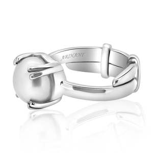 NOVAMART Fine Arihant Gems & Jewels 925 Silver White <b>Adjustable</b> <b>Ring</b> Natural Certified Astrological Gemstone for Men Women Pearl - Product Image 1