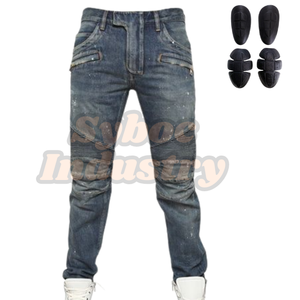 Jeans de course de moto noirs pour motard tissu Denim léger CE Protection du corps jean de course de motard pour cavalier d'aventure - Product Image 4