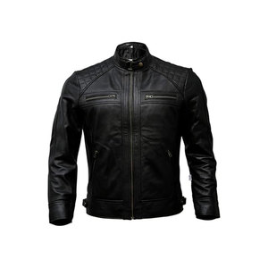 แจ็กเก็ตหนังแท้สำหรับผู้ชายเสื้อผ้าลำลองมีซิปเต็ม - Product Image 4