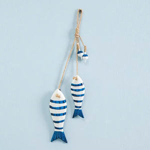 Grand squelette de poisson en bois bleu à suspendre |   Accent en corde stylisé |   Décoration rustique harmonieuse pour les maisons modernes et les cafés à thème - Product Image 5