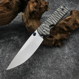 Cuchillo de bolsillo de hoja de acero OEM ODM personalizable único mango de aleación de titanio cuchillo plegable portátil de supervivencia para acampar al por mayor - Product Image 1