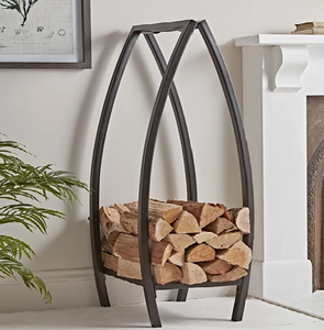 Porte-bûches élégant et haut en métal cintré, disponible à prix de gros. - Product Image 1