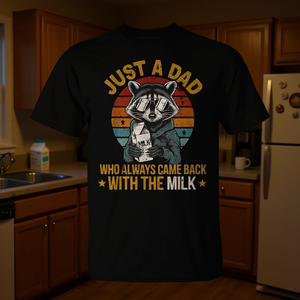 Maglietta personalizzabile per la Festa del Papà con la scritta 'Solo un papà che sempre torna con il latte', regalo promozionale per papà - Product Image 3